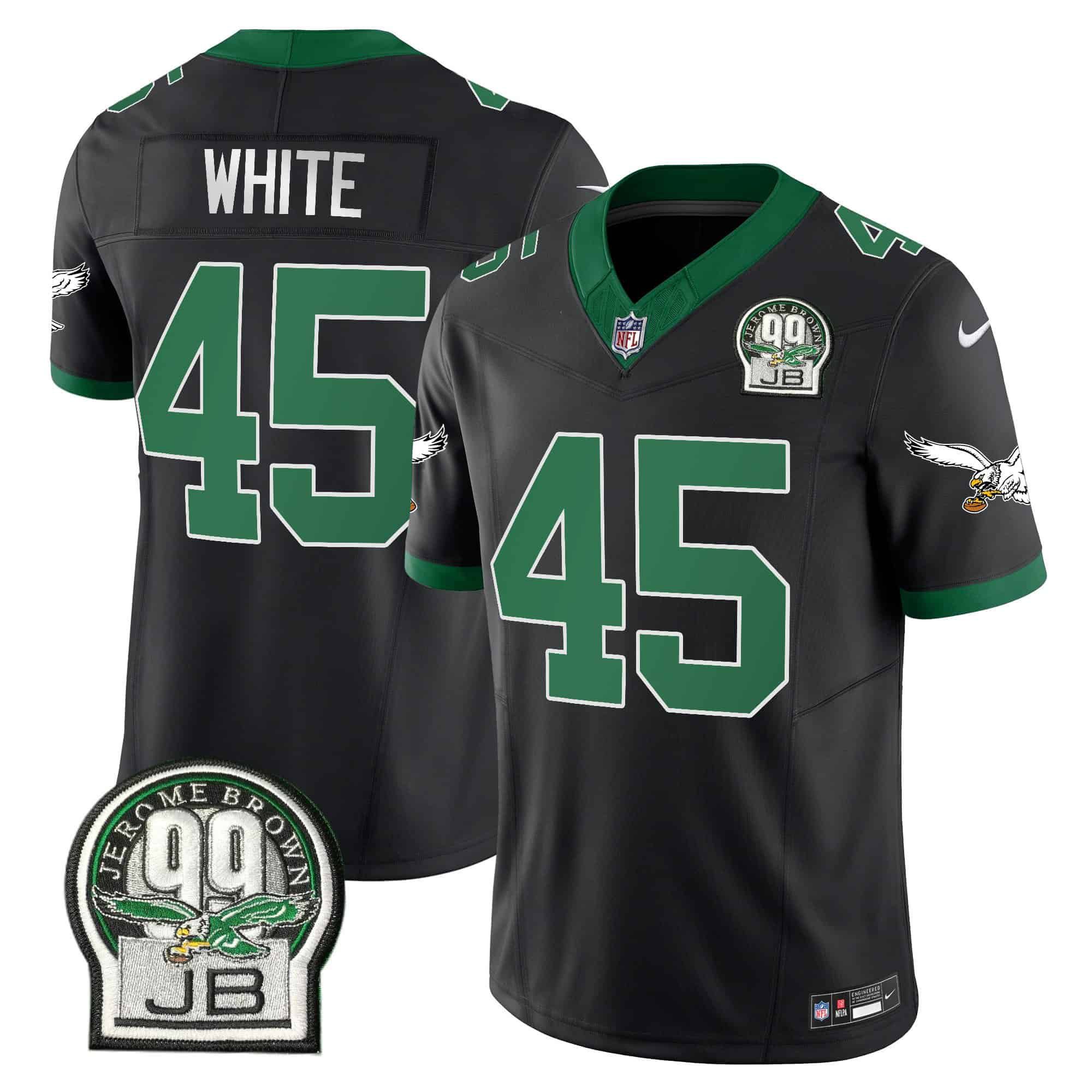 Men Philadelphia Eagles #45 White Black 2024 Nike Jerome Brown Patch Alternate Limited NFL Jersey style 1->indianapolis colts->NFL Jersey